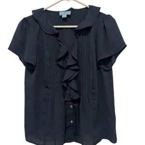Cece’s Women’s Navy Ruffled Blouse size Small